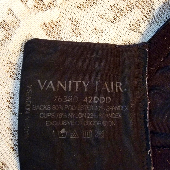 Vanity Fair Black Beauty Back Smoothing Full Figure Bra Size 42DDD or 42F - Picture 7 of 9